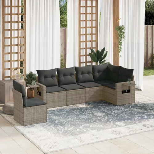  6-dijelni set vrtnih sofa od poliratana s jastucima sivi