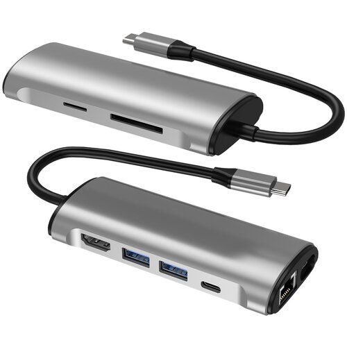 INF 8 v 1 usb c hub z usb 3.0, hdmi, RJ45, čitalnik kartic sd/tf, 100 w pd polnjenje, (21537682) Slike