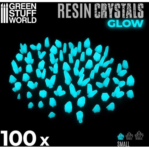 Green Stuff World Aqua Turquoise Glow Resin Crystals Small | Svetleći tirkizni smolasti kristali mali 6–12mm (100 kom) Cene
