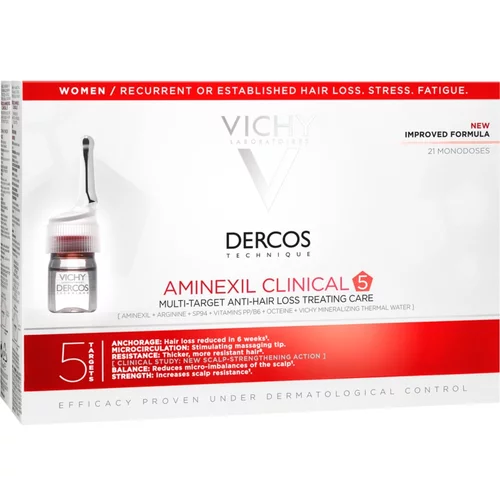 Vichy Dercos Aminexil Clinical 5 ciljana njega protiv opadanja kose za žene 21x6 ml
