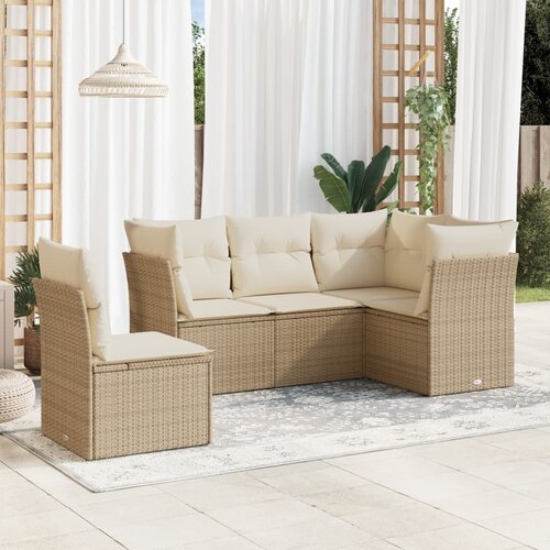 vidaXL 5-dijelni vrtni set sofa s jastucima bež od poliratana Cijene