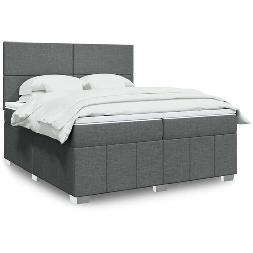  Krevet s oprugama i madracem tamnosivi 200 x 200 cm od tkanine Slike