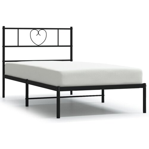 Maison Chic Kovinski Posteljni okvir - Enojna postelja - Postelja za odrasle z vzglavjem črn 100x200 cm, (21694040) Slike