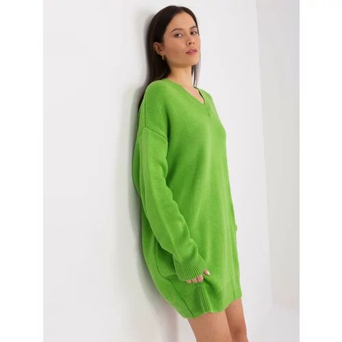 Fashion Hunters Navy green knitted dress with a neckline