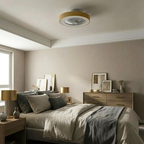  Brilagi - LED prigu&amp;scaron;iva svetiljka sa ventilatorom LED/38W/230V prečnik 50 cm zlatna + daljinski upravljač Slike
