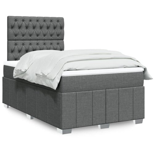 vidaXL Box spring postelja z vzmetnico temno siva 120x200 cm blago Cene