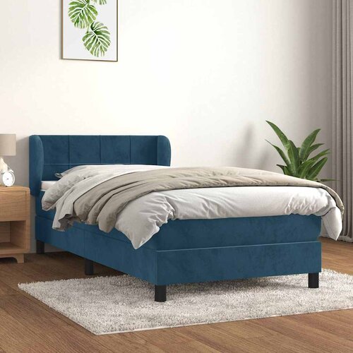 Box spring krevet s madracem tamnoplavi 90x190 cm bar&amp;scaron;unasti Slike
