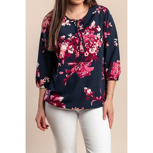 Fenzy Plus Size Bluza S Cvjetnim Printom, Tamnoplava Slike