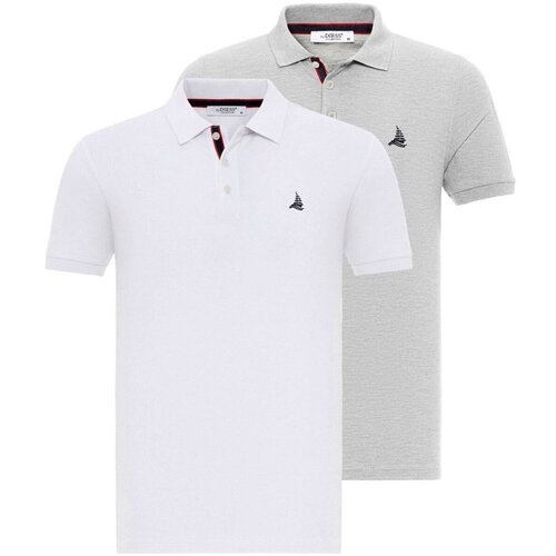 By Diess Collection Polo majice kratki rokavi BY23FSBNG01-2Pack_White-GreyMelange Siva Cene