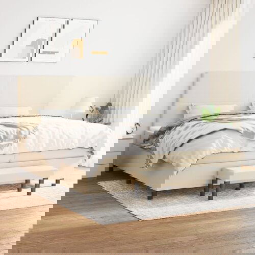 The Living Store Box spring postelja z vzmetnico krem 200x200 cm blago - Box Spring Postelja, (21513719) Cene