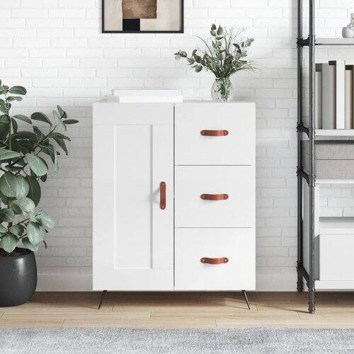 vidaXL Komoda visok sijaj bela 69,5x34x90 cm inženirski les Cene