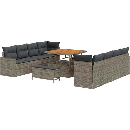  Set vrtnih sofa s 11 dijelova s jastucima u sivoj boji od poly ratana i akacije  Set vrtnih blagovaonica s 3 dijela s jastucima Cijene