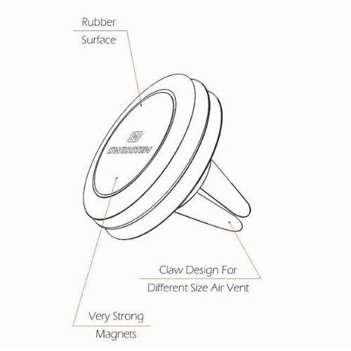Swissten držač za mobitel, magnetski, za ventilaciju S-GRIP AIR VENT M4 Slike