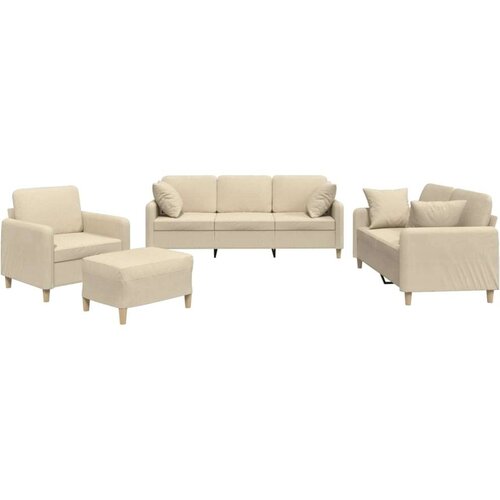  4-dijelni set sofa s jastucima krem od tkanine Slike