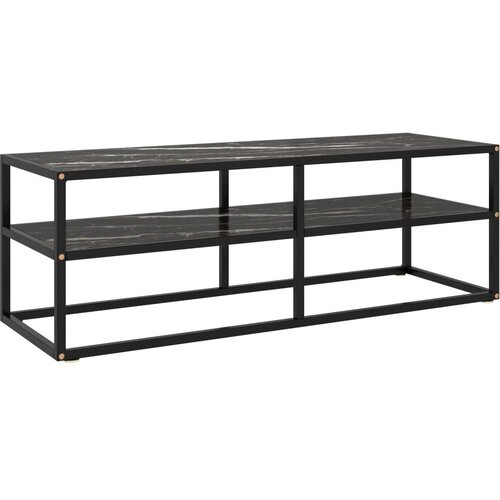 VidaXL TV ormarić crni s crnim mramornim staklom 120 x 40 x 40 cm Slike