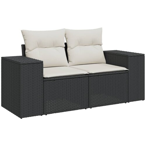  6-dijelni set vrtnih sofa s jastucima crni od poliratana Crna 55 x 55 x 37 cm Slike