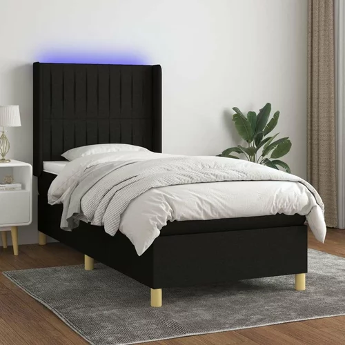 Box spring postelja z vzmetnico LED črna 80x200 cm blago, (20900583)