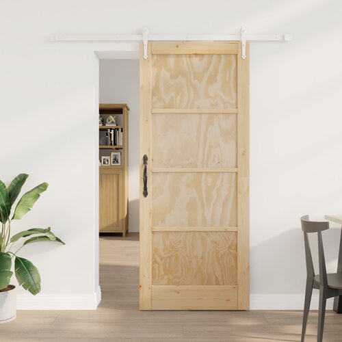 VidaXL klizna vrata s kompletom hardvera 83x202 cm od masivnog drva borovine Slike