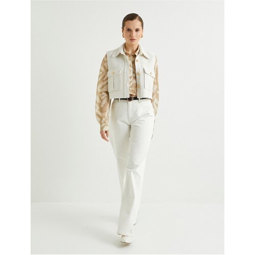 Crop Tweed Vest with Pocket Detail and Gold Buttons Slike