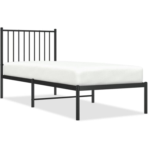 Maison Chic Kovinski Posteljni okvir - Enojna postelja - Postelja za odrasle z vzglavjem črn 80x200 cm, (21694083) Slike