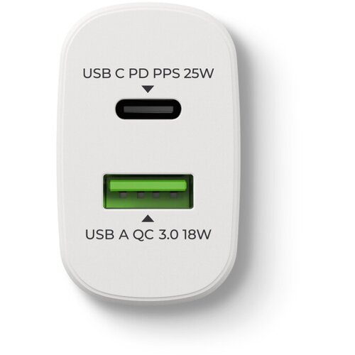 Prio Fast Charge zidni punjač 25W PD PPS (USB C)+QC 3.0 (USB A) bijeli Cene