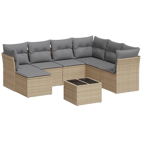  8-dijelni set vrtnih sofa od poliratana s jastucima bež Slike