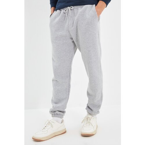 Trendyol Men's Gray Men's Regular/Normal Fit Pants with Elasticated Joggers, the inner part is Soft Pile Sweatpants Cene