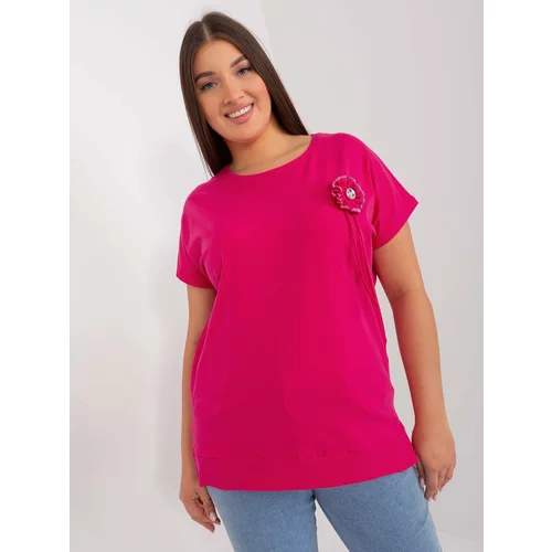 Fashion Hunters Fuchsia Women's Blouse Plus Size with Short Sleeves