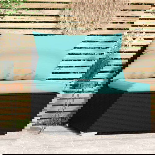  Srednja vrtna sofa od poliratana s jastucima crna Slike