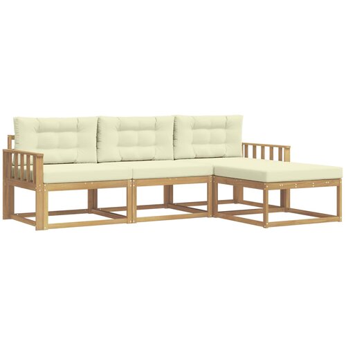 vidaXL Zunanja garnitura za sedenje 4 pcs Bela in krem Poliester, (5000281541) Cene