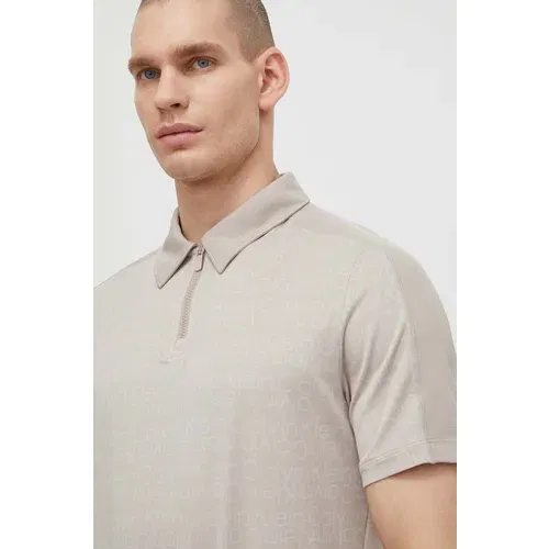 Calvin Klein Polo majica za vježbanje boja: bež, s uzorkom