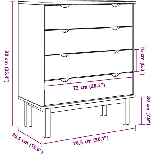  Komoda OTTA Crna 76,5 x 39,5 x 90 cm Masivna borovina Slike