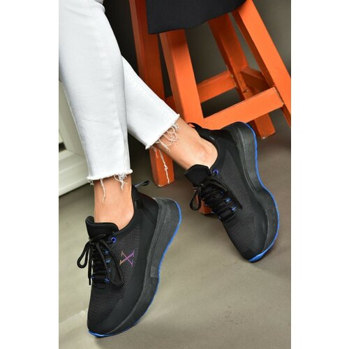 Fox Shoes P848531504 Women's Sneakers in Black/Sax Blue Fabric Slike
