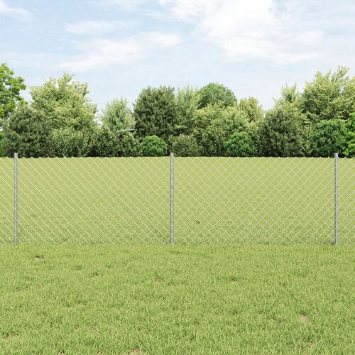VidaXL Ograda od lančane veze sa 10 U postova Srebrna 0.6x10 m Čelik Slike