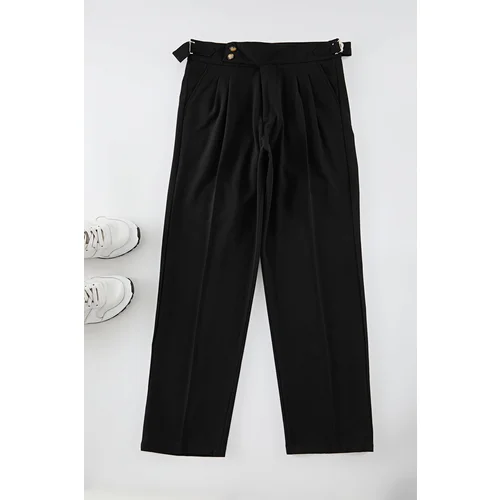 Trendyol Black Double Button Closure Italian Woven Fabric Trousers