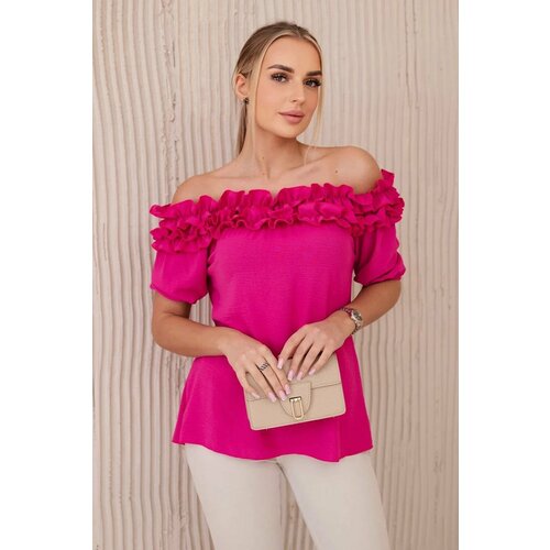 Kesi Spanish blouse with a small ruffle in fuchsia color Slike