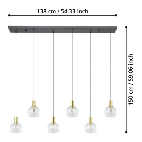 Eglo 390281 - led prigu&amp;scaron;iva luster na sajli terque 6xLED/5,4W/230V 3000K Slike