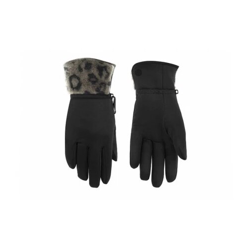 Rukavice POIVRE BLANC W23-1775-WO/F STRETCH FLEECE bubbly leopard black L M S Cene