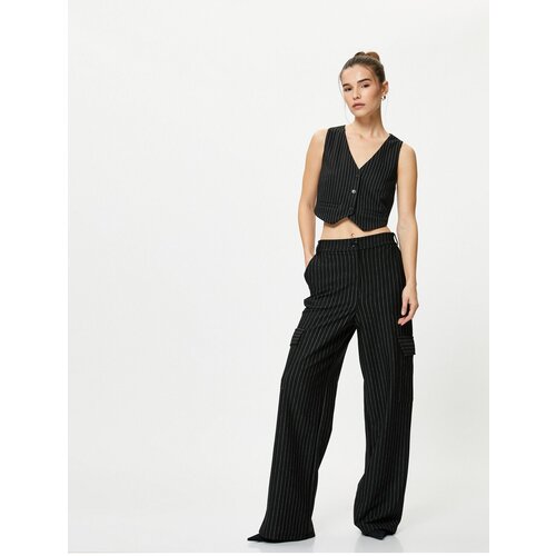 Koton Crop Vest V Neck Buttoned Pocket Slike