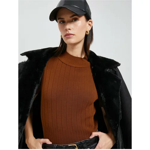 Koton Half Turtleneck Sweater with Ribbed Short Sleeves