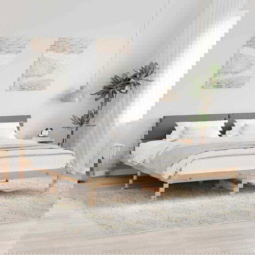 vidaXL Kovinska posteljna konstrukcija Rjava in taupe 200 x 200 cm Cene