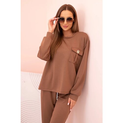 Kesi Włoski Women's set butter hoodie and pants with elastic camel Cene