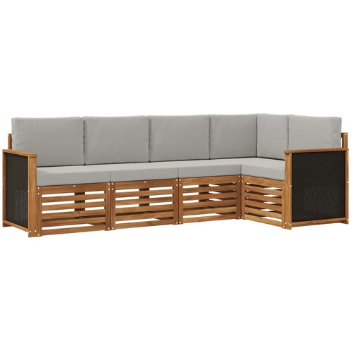 vidaXL Kotna sedežna garnitura z blazino 4 pcs Naravna in svetlo siva, (5000283834) Cene