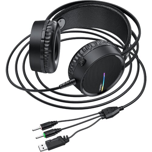 Hoco. Slu&amp;scaron;alke z mikrofonom, gaming, dolžina kabla 2.4 met, črne - W100 Touring Slike