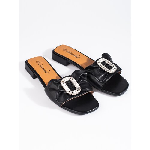 SHELOVET Black women&amp;#039;s slippers with bow Slike