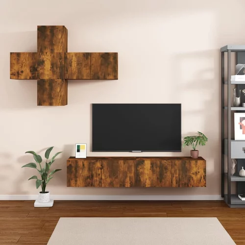 vidaXL 7-dijelni set TV ormarića boja dimljenog hrasta drveni