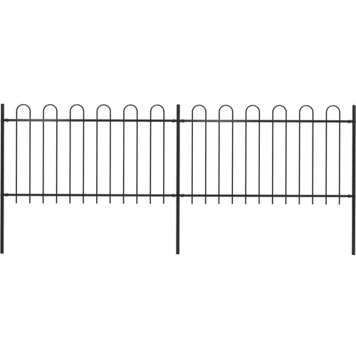vidaXL Vrtna ograja z obročastimi vrhovi jeklo 3,4x1 m črna