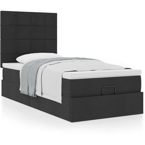 VidaXL Otomanski okvir kreveta s madraca crni 90x200cm od tkanine Slike