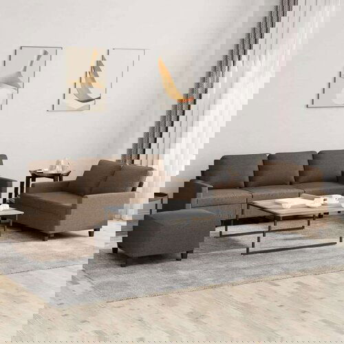  3-dijelni set sofa s jastucima smeđi od tkanine Slike
