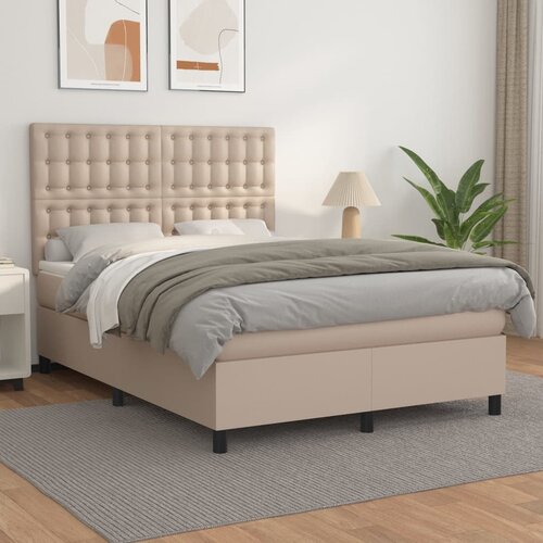  The Living Store Box spring postelja z vzmetnico kapučino 140x190cm umetno usnje - Box Spring Postelja, (21514901) Slike